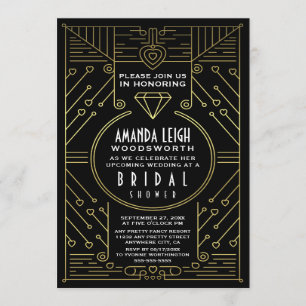 Invitaciones nupciales de la ducha del oro del