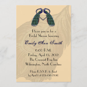 Invitaciones nupciales de la ducha del pavo real