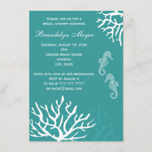 Invitaciones nupciales de la ducha del Seahorse