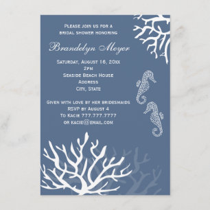Invitaciones nupciales de la ducha del Seahorse