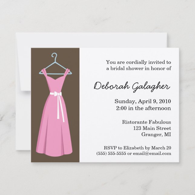 Invitaciones nupciales de la ducha del vestido (Anverso)