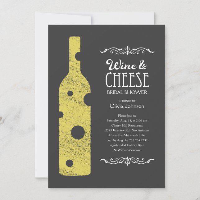 Invitaciones nupciales de la ducha del vino y del (Anverso)