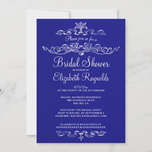 Invitaciones nupciales de lujo de la ducha del (Anverso)
