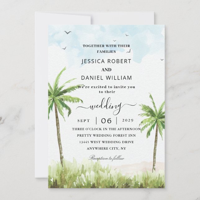 Invitaciones nupciales de Sea Island zazzle (Anverso)
