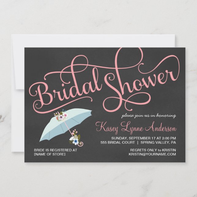 Invitaciones nupciales del paraguas de la ducha de (Anverso)