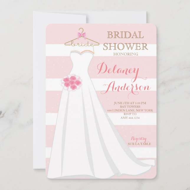 Invitaciones nupciales del vestido de boda de la (Anverso)