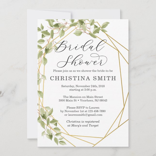 Invitaciones nupciales geométricas de la ducha del (Anverso)