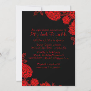 Invitaciones nupciales negras y rojas elegantes de