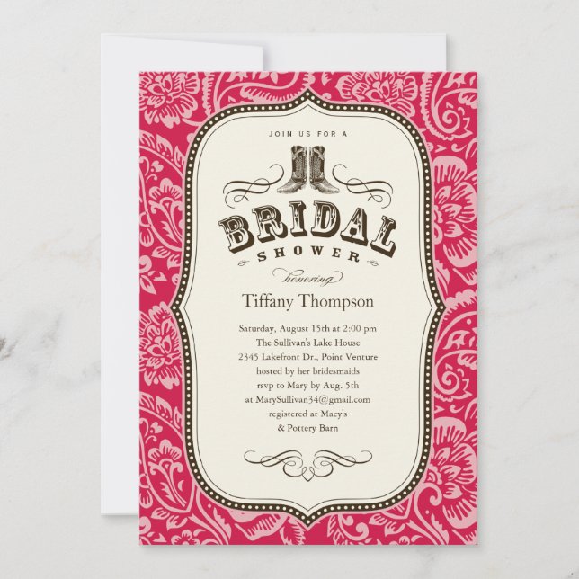 Invitaciones nupciales occidentales de la ducha (Anverso)