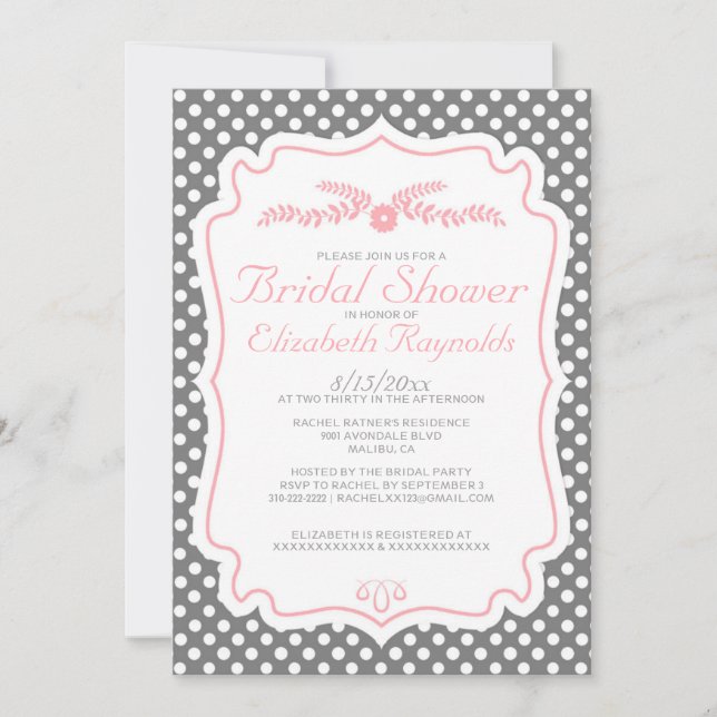 Invitaciones nupciales retras de la ducha (Anverso)