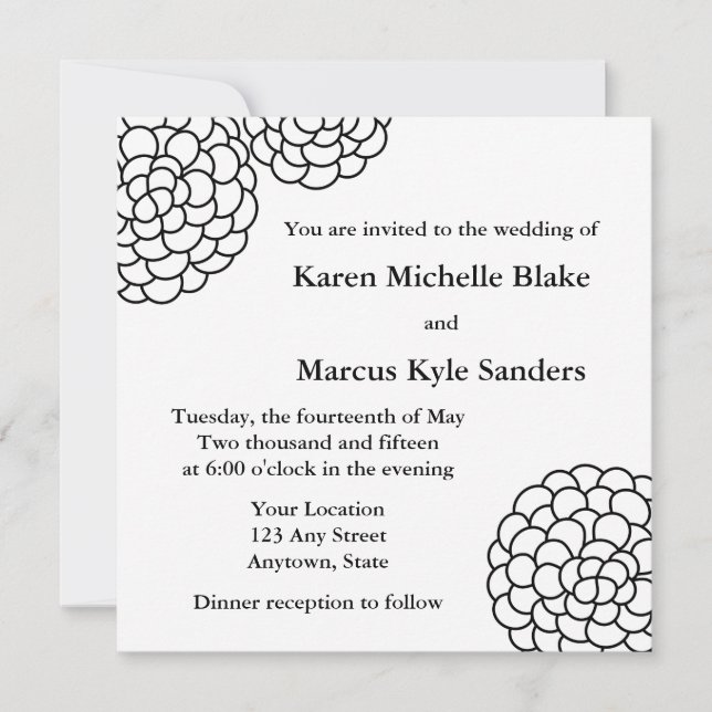 Invitaciones o Invitaciones de la boda de Black Sq (Anverso)