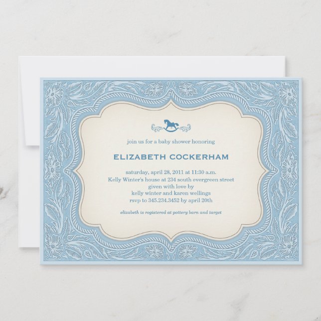 Invitaciones occidentales de Baby Shower del (Anverso)