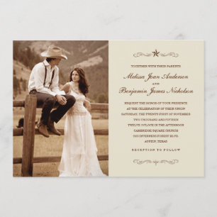 Invitaciones occidentales de la boda de la foto
