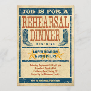 Invitaciones occidentales de la cena del ensayo