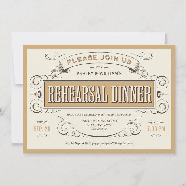 Invitaciones occidentales de la cena del ensayo (Anverso)