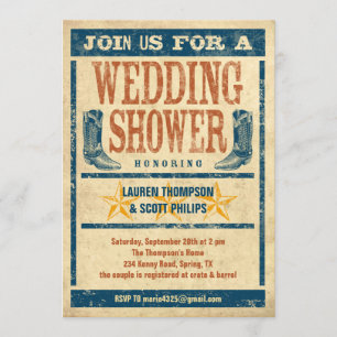 Invitaciones occidentales de la ducha de la boda
