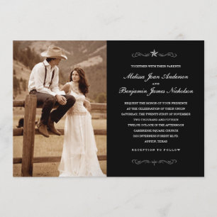 Invitaciones occidentales de la foto de la boda
