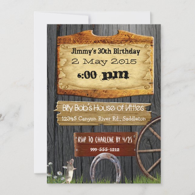 Invitaciones occidentales del cumpleaños del país (Anverso)