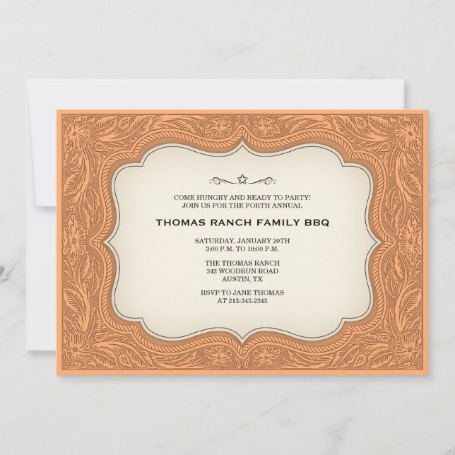 Invitaciones occidentales marrones claras del (Anverso)