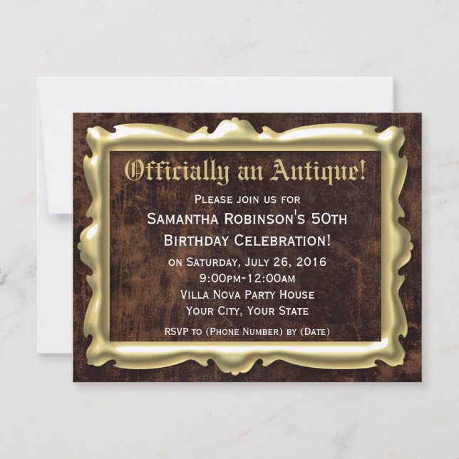 Invitaciones oficiales a una fiesta de cumpleaños  (Anverso)
