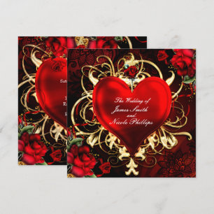 Invitaciones ornamentales florales corazón negro r
