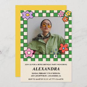 Invitaciones para 17 años Retro Groovy Flowers