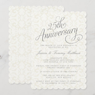Invitaciones para 25 Aniversario de Boda de Plata