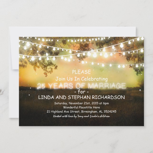 invitaciones para 25 aniversario de boda - luces d (Anverso)