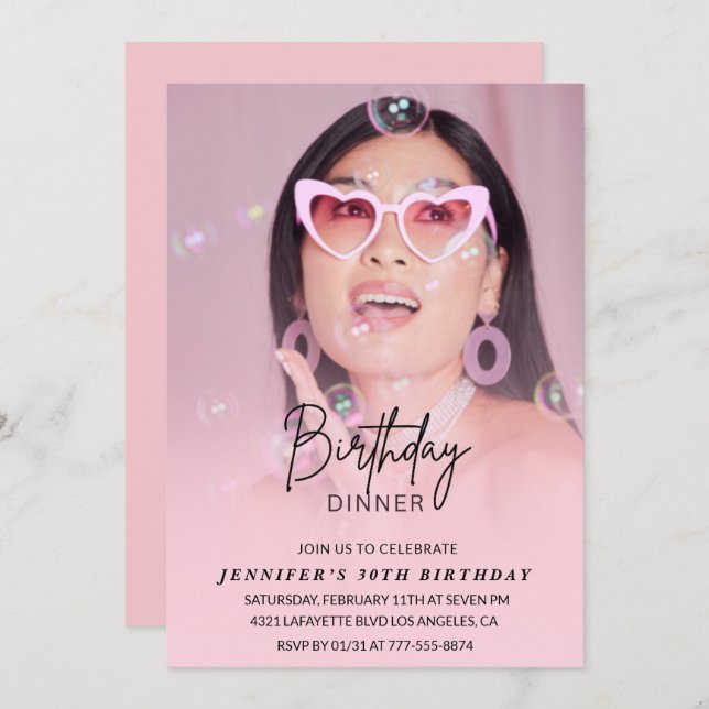 Invitaciones para 30 años de cumpleaños Foto de cu (Anverso / Reverso)