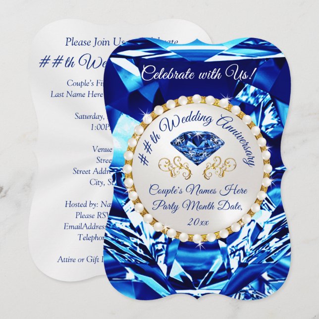 Invitaciones para 45º o 65º Aniversario de Boda, (Anverso / Reverso)