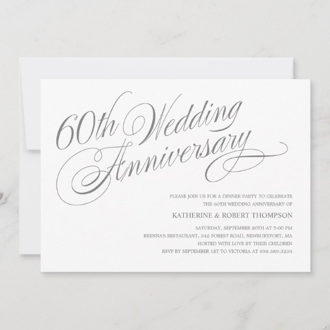 Invitaciones para 60º Aniversario de Boda (Anverso)