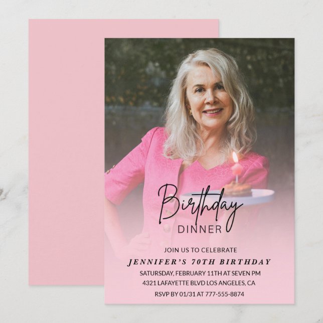 Invitaciones para 70 años de cumpleaños Foto de la (Anverso / Reverso)