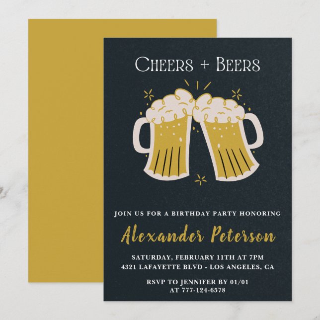 invitaciones para 76 cumpleaños Cheers Beers Rusti (Anverso / Reverso)