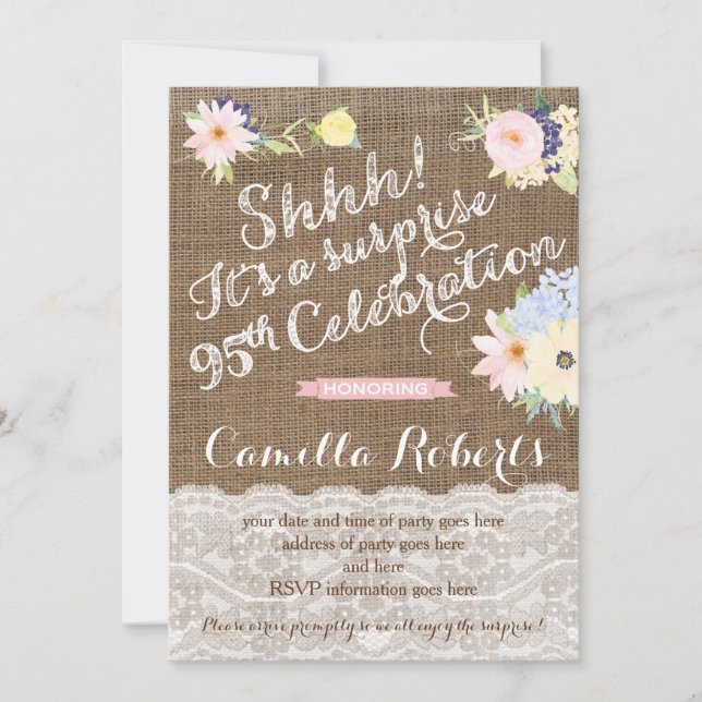 Invitaciones para 95 años, invitaciones para fiest (Anverso)