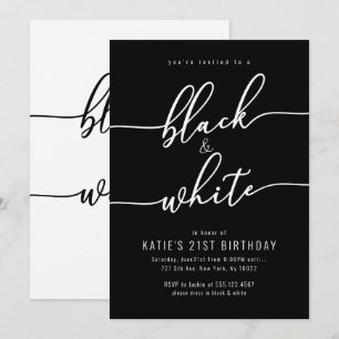 Invitaciones para adultos, negros y blancos