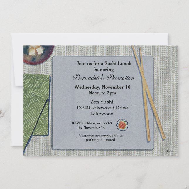 Invitaciones para almorzar sushi (Anverso)