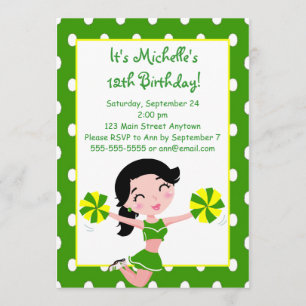 Invitaciones para animadores verdes de cabello neg
