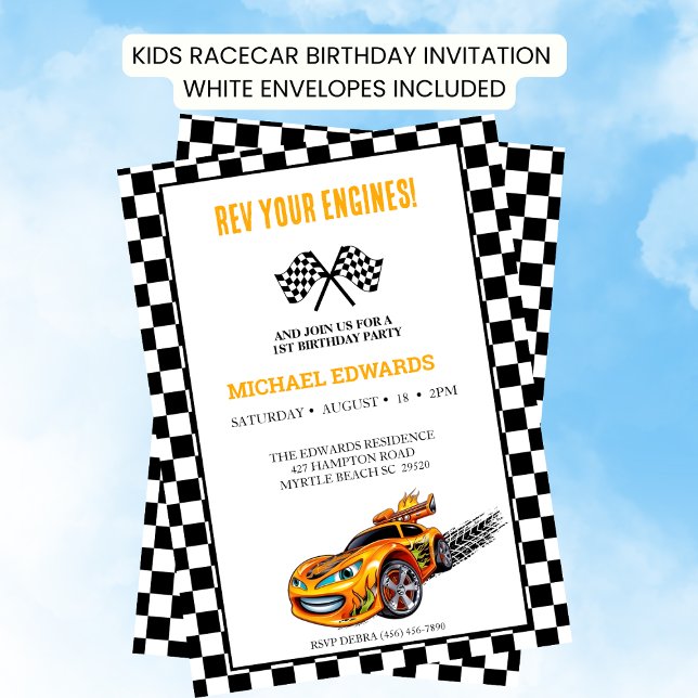 Invitaciones para autos de carreras de niños de pr (Subido por el creador)