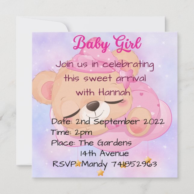 Invitaciones para Baby Shower (Anverso)