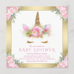 Invitaciones para baby shower Cara de Unicornio Ro