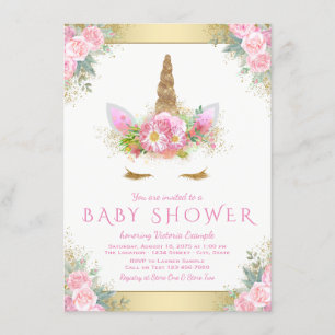 Invitaciones para baby shower con cara de unicorni