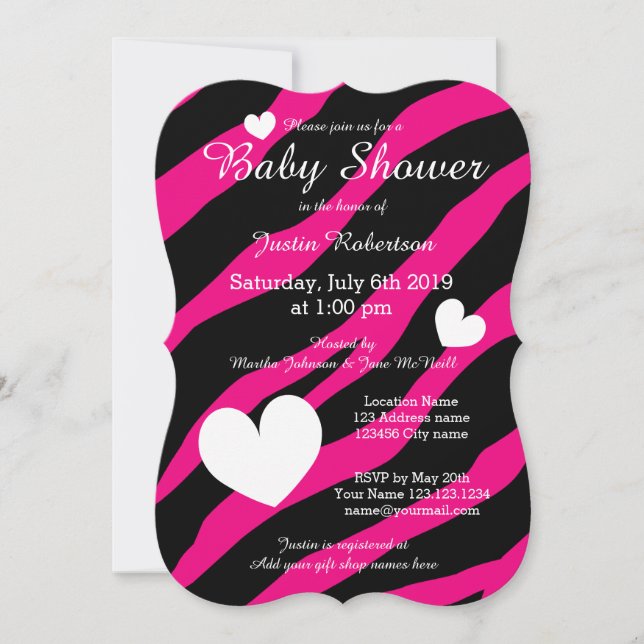 Invitaciones para baby shower con estampado de ceb (Anverso)