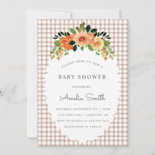 Invitaciones para Baby Shower con Estampado de Cho (Anverso)