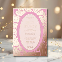 Invitaciones para Baby Shower con Hoja de Oro Rosa