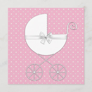 Invitaciones para baby shower con lunares rosados