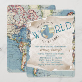 Invitaciones para baby shower con mapas antiguos