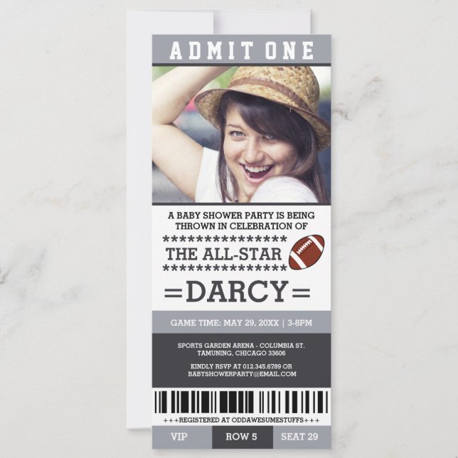 Invitaciones para Baby Shower con tema de Fútbol (Anverso)