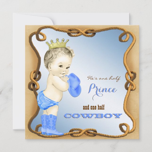 Invitaciones para Baby Shower con tema de Vaquero (Anverso)