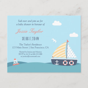 Invitaciones para baby shower con tema náutico de 