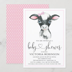 Invitaciones para baby shower Cow Girl Farm